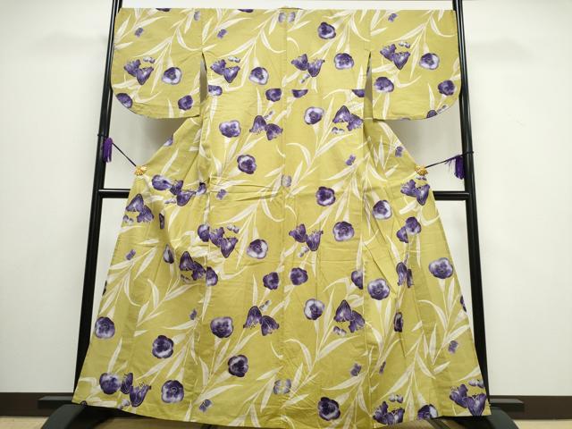 平和屋着物∴夏物 浴衣 縦綿絽 草花文 綿 逸品 CAAW1056ng