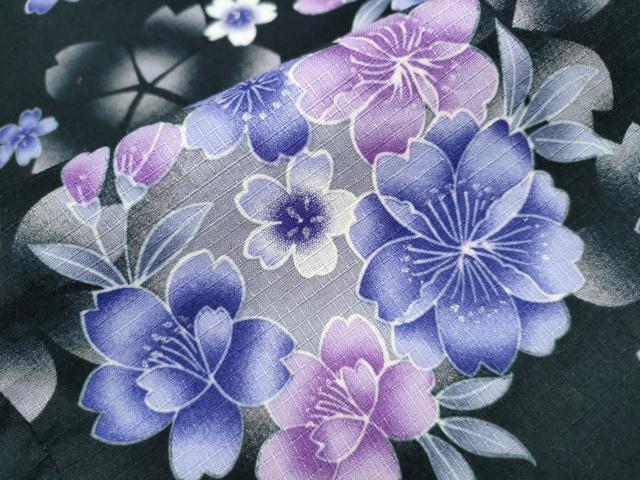 平和屋着物∴夏物 浴衣 綿紅梅 花丸文 黒地 銀彩 綿 逸品 CAAW1058ng