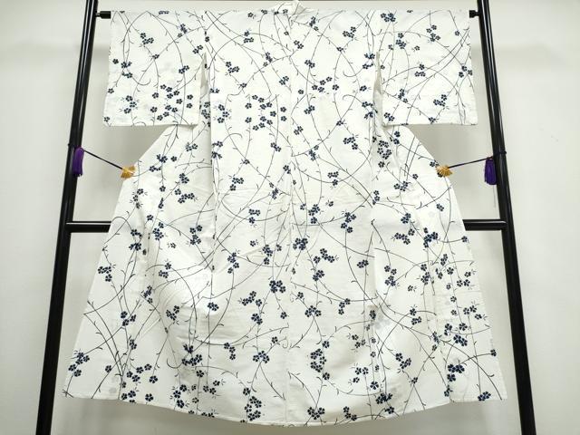 平和屋着物∴夏物 浴衣 小紋・浴衣兼用 綿絽 型染め 草花文 綿 逸品 CAAW1062ng