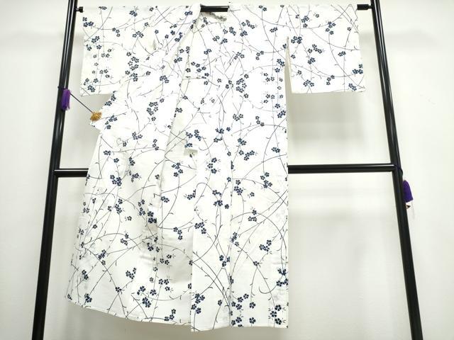 平和屋着物∴夏物 浴衣 小紋・浴衣兼用 綿絽 型染め 草花文 綿 逸品 CAAW1062ng