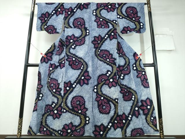 平和屋着物∴夏物 浴衣 有松鳴海絞り 流水菊文 綿 逸品 CAAW1068ng