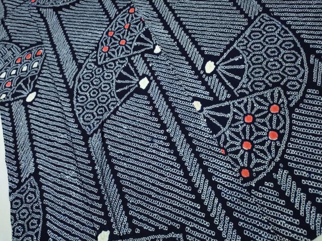 平和屋着物∴夏物 浴衣 有松鳴海絞り 扇面重ね吉祥文 綿 逸品 CAAW1072ng