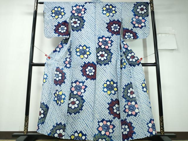 平和屋着物∴夏物 浴衣 有松鳴海絞り 舞花文 綿 逸品 CAAW1084ng
