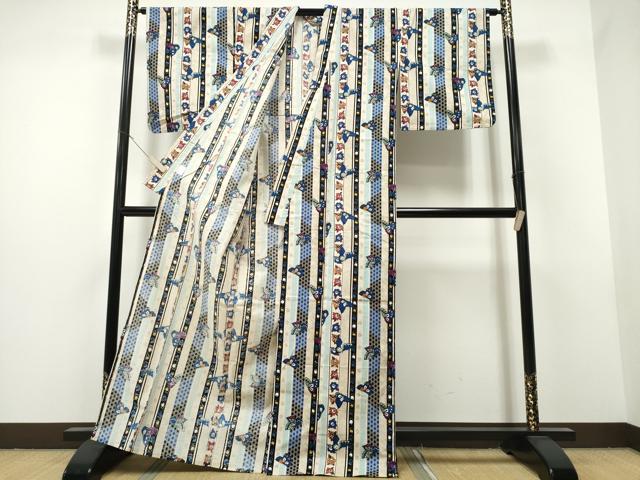 平和屋着物∴夏物 浴衣 綿紅梅 舞蝶吉祥間道 綿 逸品 CAAW1103ng