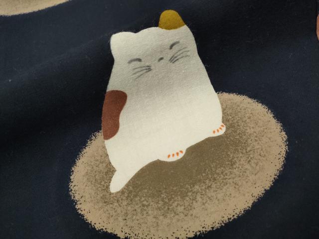 平和屋着物∴夏物 浴衣 鈴 猫 黒地 綿 逸品 CAAW1104ng