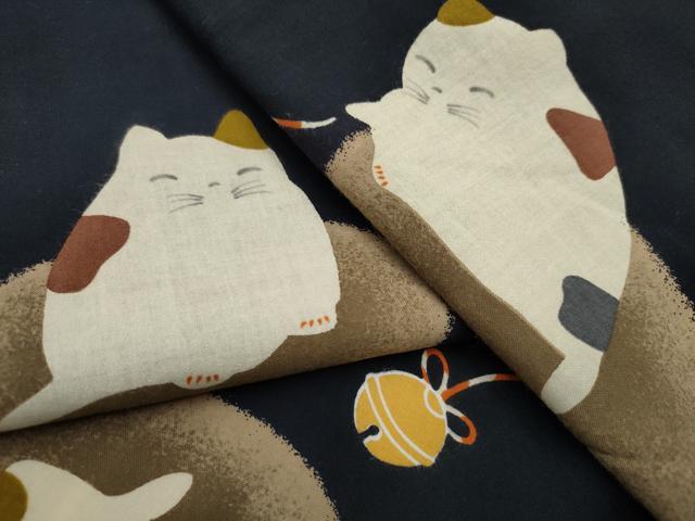 平和屋着物∴夏物 浴衣 鈴 猫 黒地 綿 逸品 CAAW1104ng