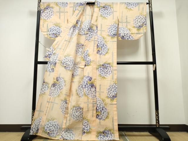 平和屋着物∴夏物 浴衣 綿紅梅 竹縞 紫陽花 逸品 CAAW1113ng
