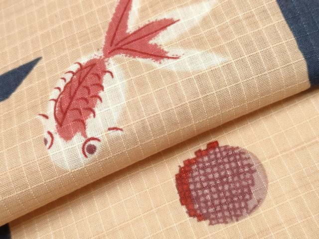 平和屋着物∴夏物 浴衣 綿紅梅 金魚 逸品 CAAW1121ng
