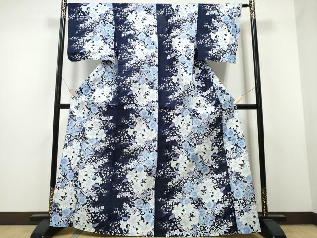 平和屋着物∴夏物 浴衣 百合 菊花文 ラメ 綿 逸品 CAAW1126ng