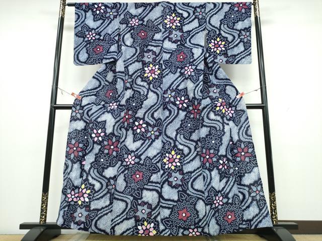 平和屋着物∴夏物 浴衣 有松鳴海絞り 流水舞花文 綿 逸品 CAAW1131ng