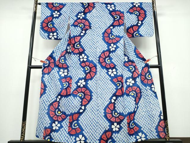 平和屋着物∴夏物 浴衣 有松鳴海絞り 舞花文 綿 逸品 CAAW1135ng