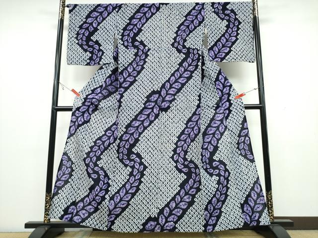 平和屋着物∴夏物 浴衣 有松鳴海絞り 枝葉文 綿 逸品 CAAW1145ng