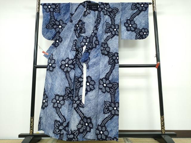平和屋着物∴夏物 浴衣 有松鳴海絞り 舞菊文 綿 逸品 CAAW1149ng