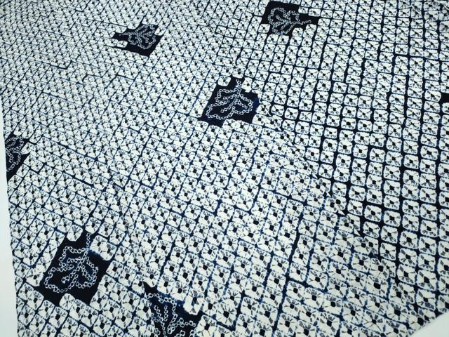 平和屋着物∴夏物 浴衣 有松鳴海絞り 蜘蛛絞り 舞葉文 綿 逸品 CAAW1153ng