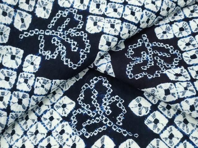 平和屋着物∴夏物 浴衣 有松鳴海絞り 蜘蛛絞り 舞葉文 綿 逸品 CAAW1153ng