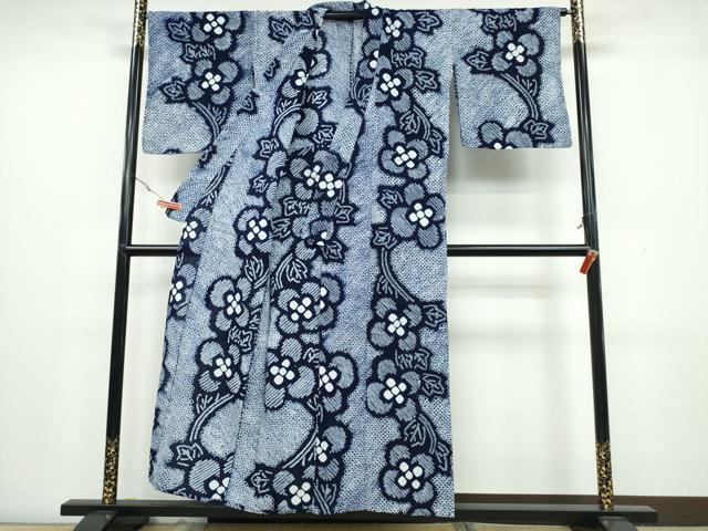 平和屋着物∴夏物 浴衣 有松鳴海絞り 枝花文 綿 逸品 CAAW1154ng