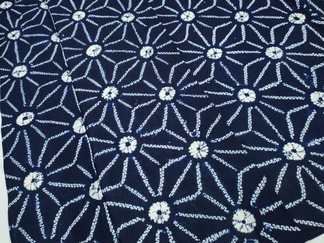 平和屋着物∴夏物 浴衣 有松鳴海絞り 麻の葉文様 綿 逸品 未使用 CAAW1158ng
