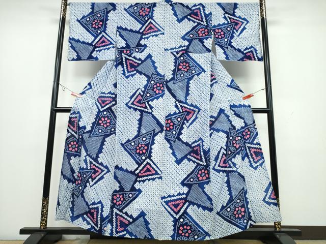 平和屋着物∴夏物 浴衣 有松鳴海絞り 吉祥花文 綿 逸品 CAAW1159ng