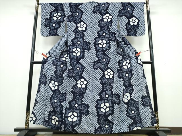 平和屋着物∴夏物 浴衣 有松鳴海絞り 舞花文 綿 逸品 CAAW1160ng