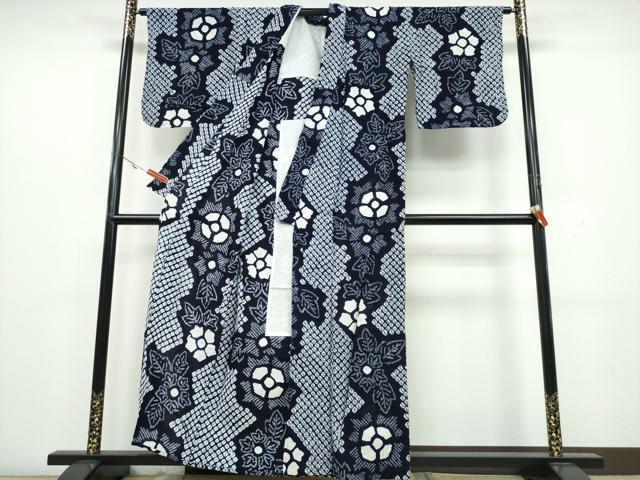 平和屋着物∴夏物 浴衣 有松鳴海絞り 舞花文 綿 逸品 CAAW1160ng