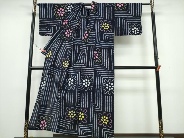 平和屋着物∴夏物 浴衣 有松鳴海絞り 吉祥舞花文 綿 逸品 CAAW1161ng
