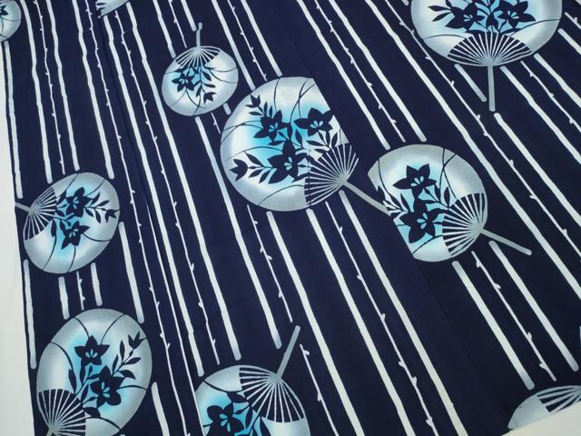 平和屋着物∴夏物 浴衣 団扇草花文 綿 逸品 CAAW1166ng