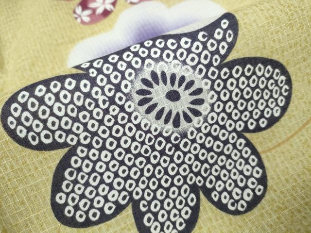 平和屋着物∴夏物 浴衣 綿紅梅 芝草舞花文 綿 逸品 CAAW1175ng