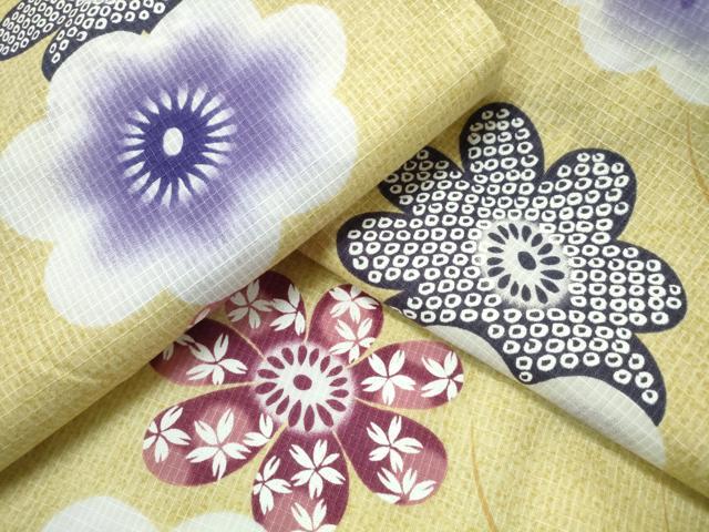 平和屋着物∴夏物 浴衣 綿紅梅 芝草舞花文 綿 逸品 CAAW1175ng