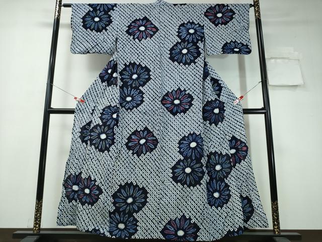 平和屋着物∴夏物 浴衣 有松鳴海絞り 舞菊文 綿 逸品 CAAW1178ng