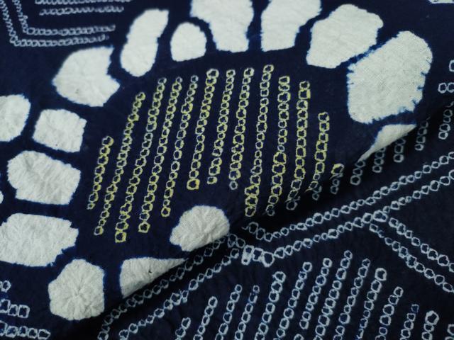 平和屋着物∴夏物 浴衣 有松鳴海絞り ひまわり 向日葵 亀甲文 綿 逸品 CAAW1179ng