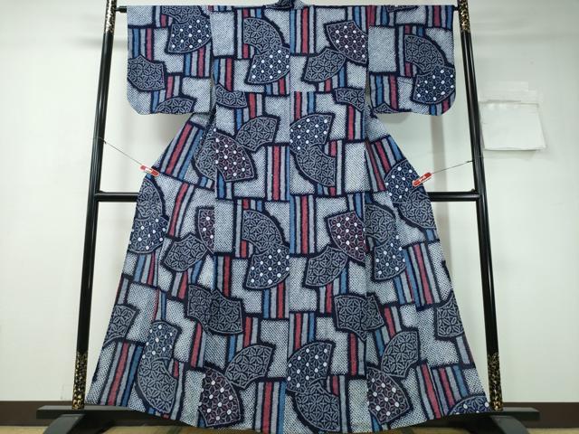 平和屋着物∴夏物 浴衣 有松鳴海絞り 地紙麻の葉文様 綿 逸品 CAAW1180ng