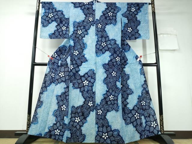平和屋着物∴夏物 浴衣 有松鳴海絞り 舞花文 綿 逸品 CAAW1191ng