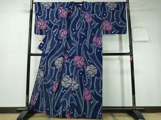 平和屋着物∴夏物 浴衣 有松鳴海絞り 薔薇 綿 逸品 CAAW1193ng