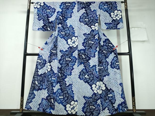 平和屋着物∴夏物 浴衣 有松鳴海絞り 牡丹 綿 逸品 CAAW1196ng