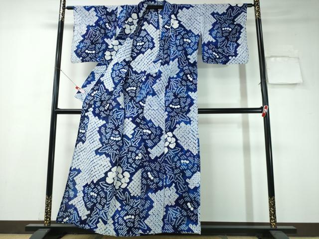 平和屋着物∴夏物 浴衣 有松鳴海絞り 牡丹 綿 逸品 CAAW1196ng