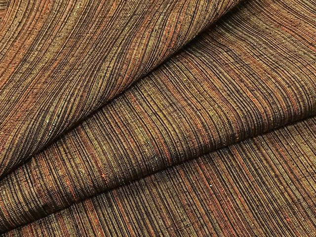 平和屋着物▽上質な紬 単衣 縞 正絹 逸品 CAAW1216xi