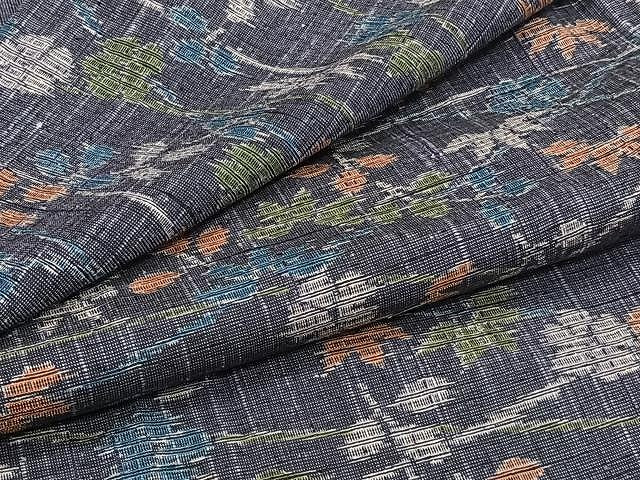 平和屋着物▽上質な紬 単衣 草花文 正絹 逸品 CAAW1220xi