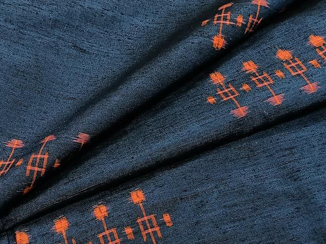平和屋着物▽上質な紬 単衣 幾何学文 正絹 逸品 CAAW1221xi