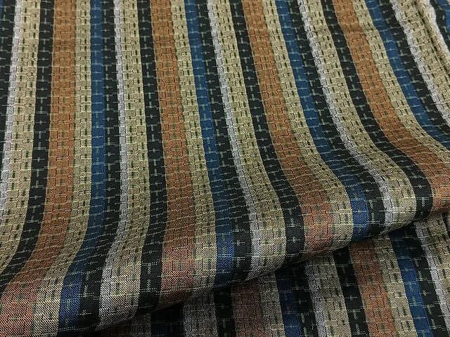 平和屋着物▽上質な紬 単衣 縞 正絹 逸品 CAAW1223xi