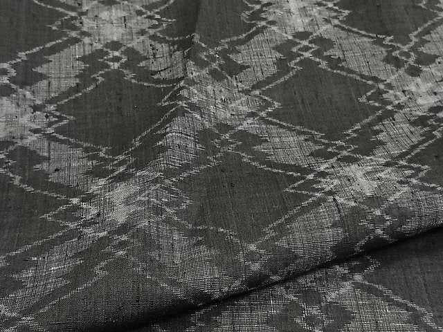 平和屋着物▽上質な紬 単衣 松皮菱文 黒地 正絹 逸品 CAAW1229xi
