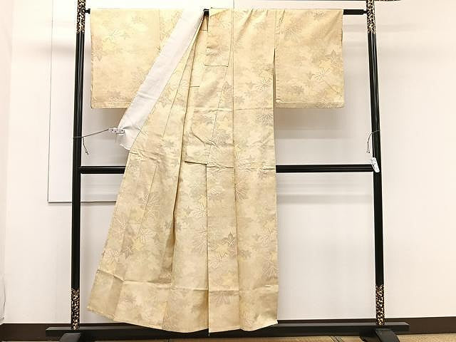 平和屋着物▽本場大島紬 単衣 薩摩結城 葉尽くし 正絹 逸品 CAAW1235xi