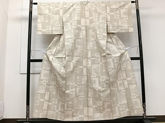 平和屋着物▽本場大島紬 白大島 単衣 色紙花文 正絹 逸品 CAAW1250xi