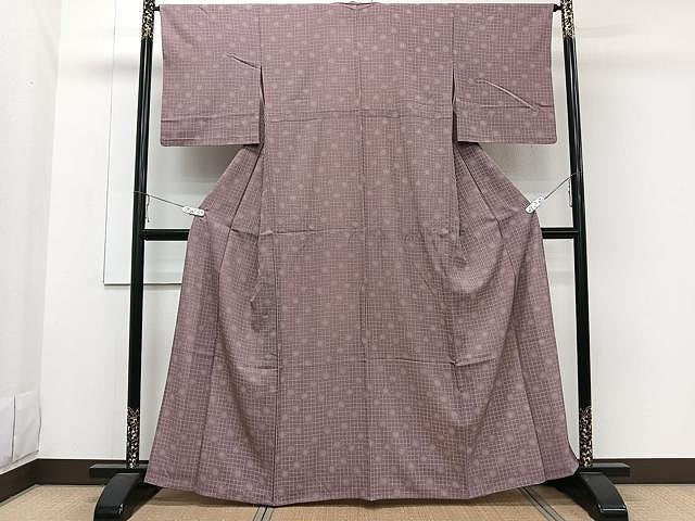 平和屋着物▽上質な小紋 単衣 丸文 正絹 逸品 CAAW1255xi