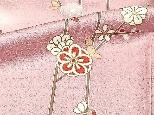平和屋着物▽訪問着 単衣 駒刺繍 枝花文 金彩 正絹 逸品 CAAW1259xi