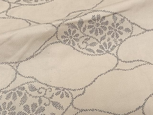 平和屋着物▽上質な紬 単衣 花唐草文 正絹 逸品 CAAW1335xi