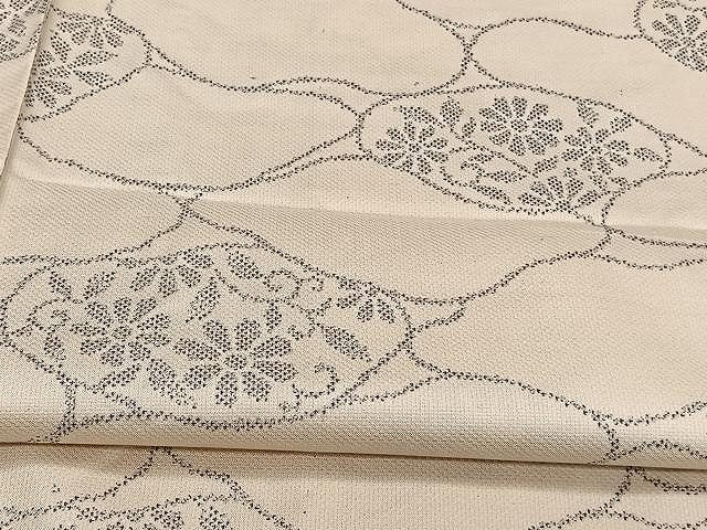 平和屋着物▽上質な紬 単衣 花唐草文 正絹 逸品 CAAW1335xi