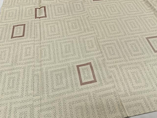 平和屋着物▽上質な紬 単衣 幾何学文 正絹 逸品 CAAW1339xi