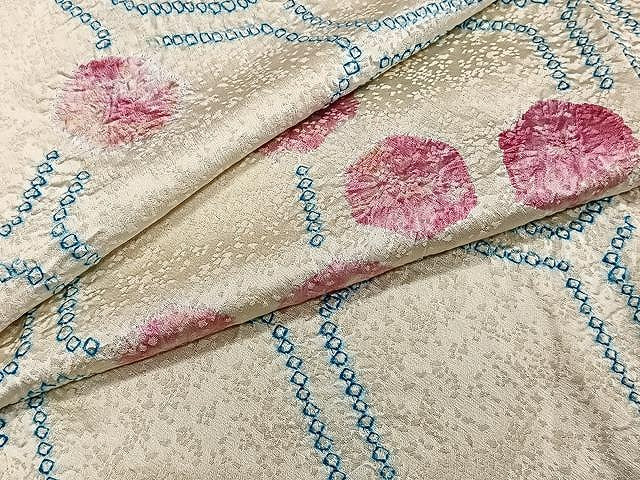 平和屋着物▽上質な小紋 単衣 絞り 亀甲丸文 正絹 逸品 CAAW1340xi