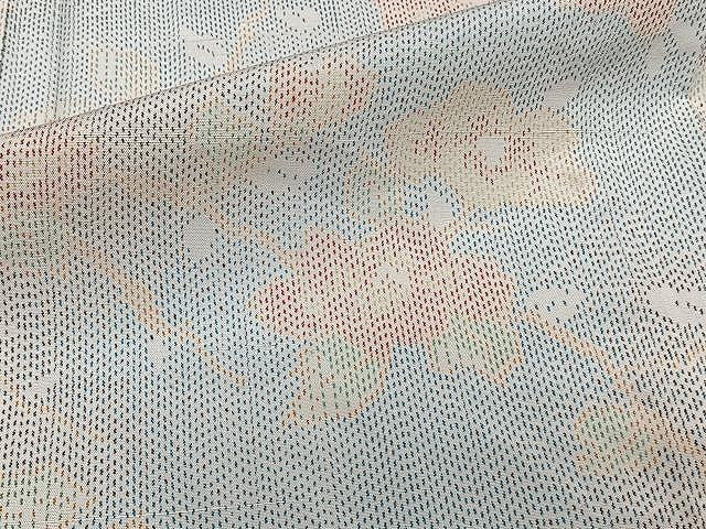 平和屋着物▽上質な紬 単衣 枝花文 正絹 逸品 CAAW1343xi