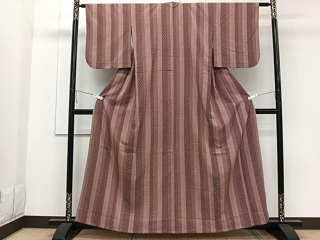平和屋着物▽本塩沢 単衣 間道 正絹 逸品 CAAW1344xi